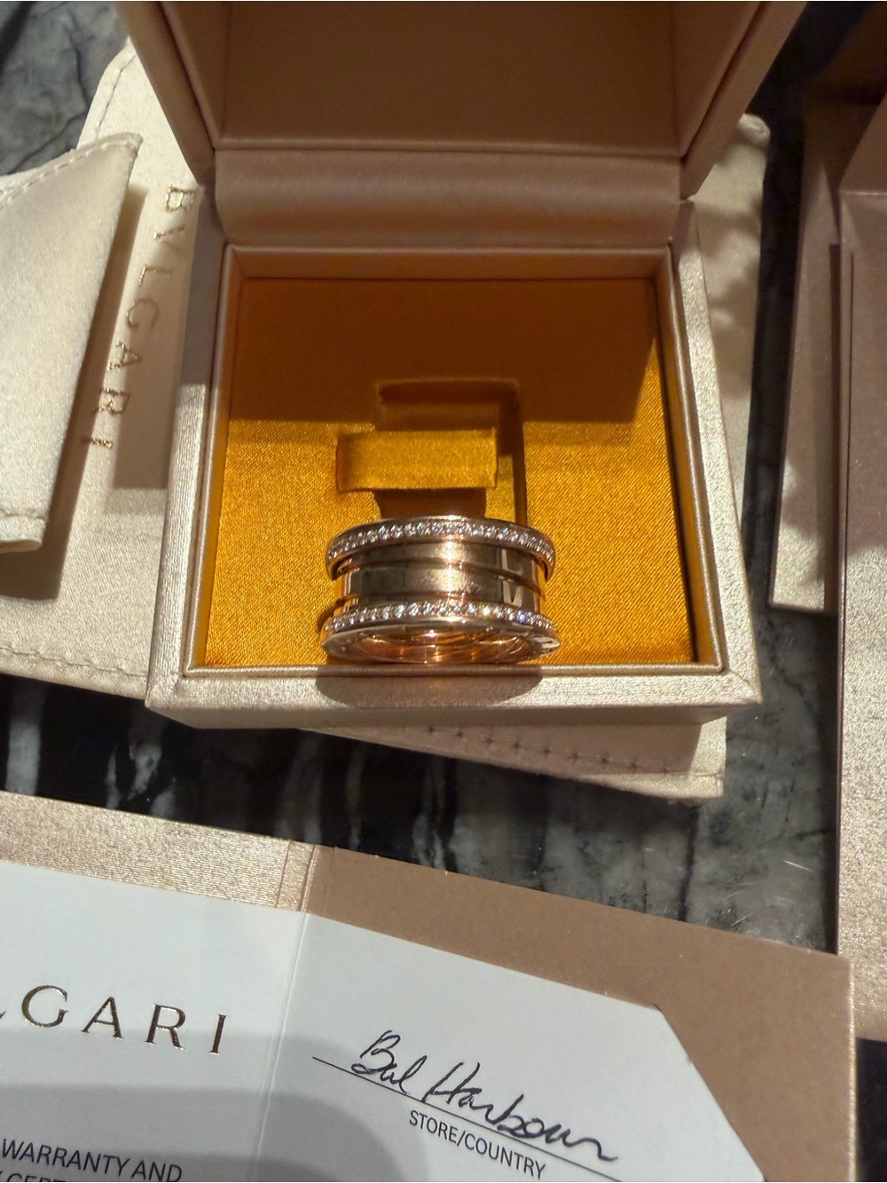Bulgari Rose Gold and Diamond B.zero1 Ring - Rose Gold Size 51